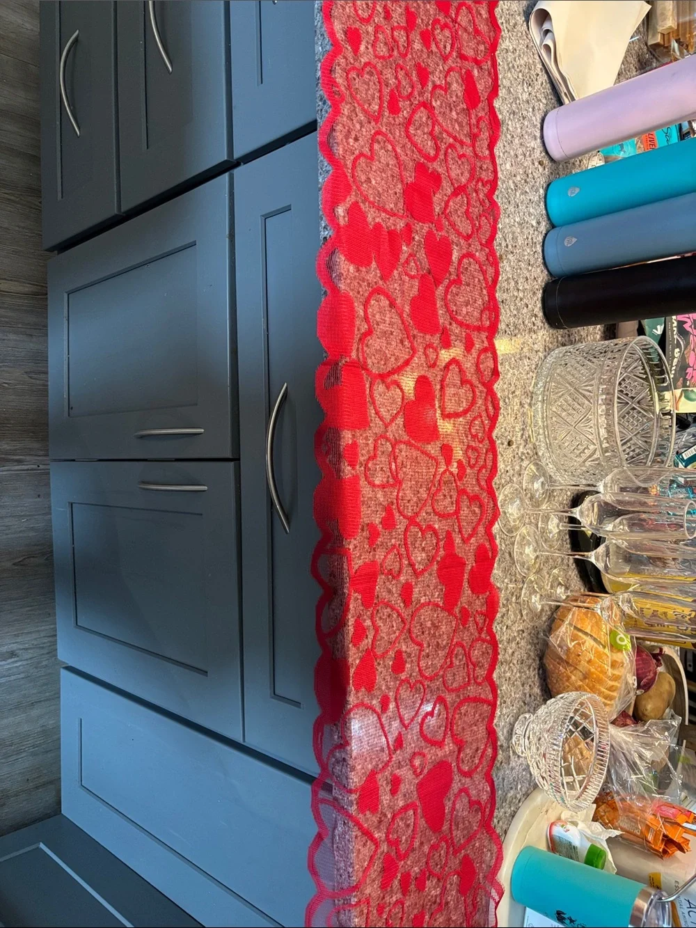 Red Valentines 6 ft table runner & decor